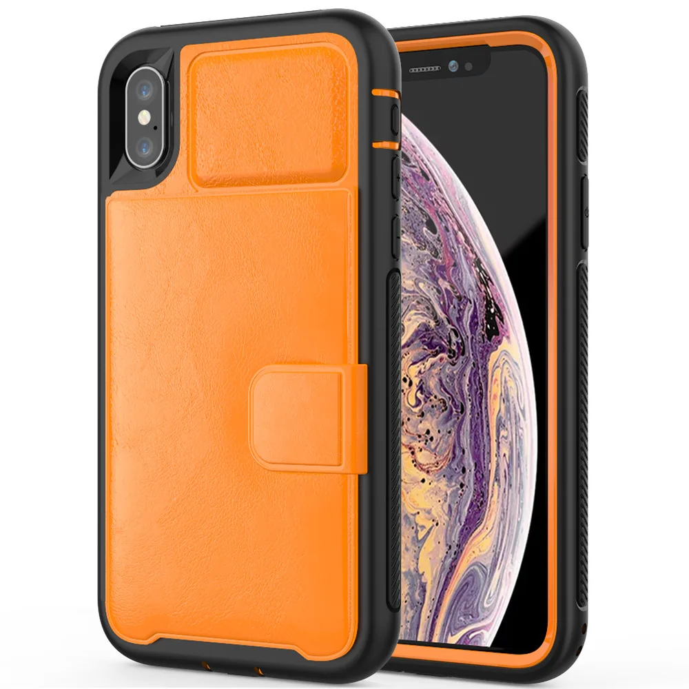 Чехол бумажник для iPhone 11/X/XS/XR защитный чехол с отделением кредитных карт флип из