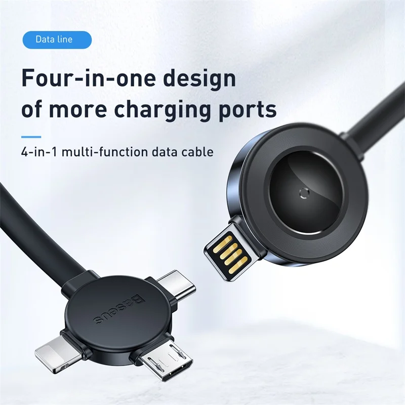 Baseus для Apple Watch iWatch 4 3 2 Qi Беспроводное зарядное устройство 4 в 1 USB кабель для iPhone usb type C Micro USB кабель для мобильного телефона