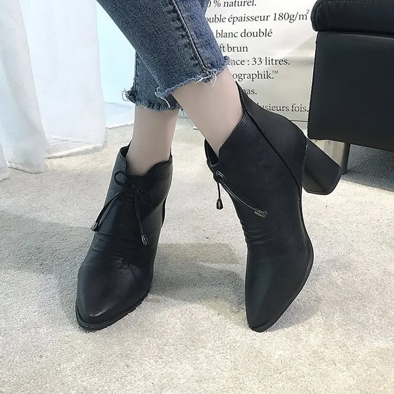 

Ankle Boots for Women Shoes Pointed Toe Bow Tie Short Women's Boots Zipper Pleated Nightclubs Ladies Shoes Woman Martin Boots