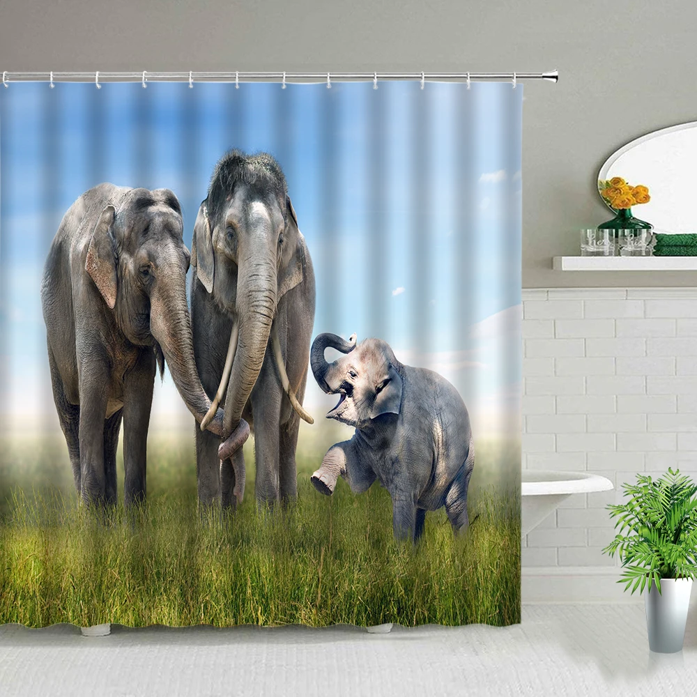 Африканские животные слон душевая занавеска s Тигр жираф лев леопард волк