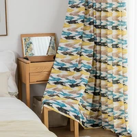 2021 new modern and simple polyester cotton printing curtains for living dining room bedroom