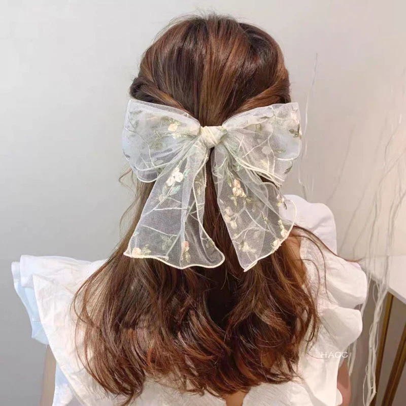 

SHAUNGR, женский аксессуар для волос, большая женская шифоновая лента, заколка для волос, Весенняя Заколка Для Девочек