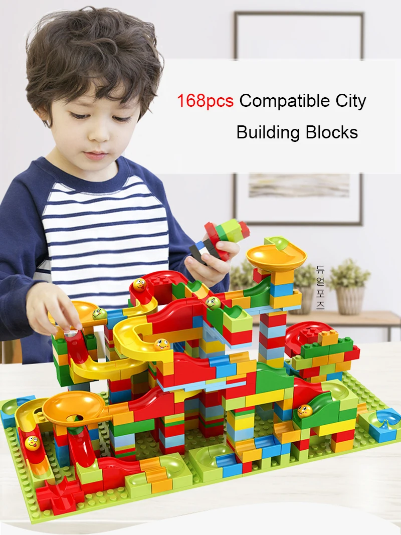 

168pcs Marble Race Run Mini Blocks Compatible City Building Blocks Funnel Slide Blocks DIY Maze Track Ball ABS Assembled Bricks