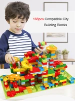 168pcs marble race run mini blocks compatible city building blocks funnel slide blocks diy maze track ball abs assembled bricks
