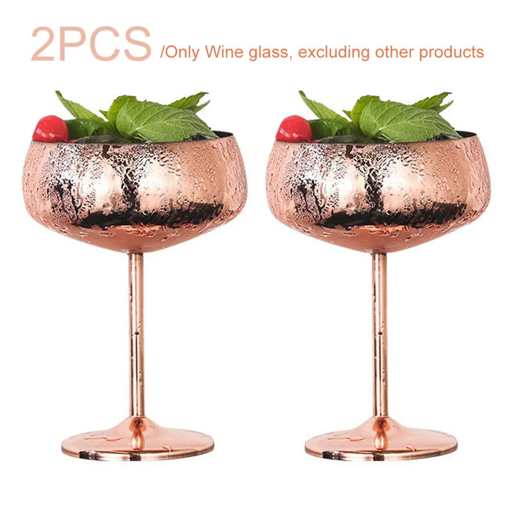 

2pcs 450ml Wine Glass Party Non Slip Goblet Wedding Juice Wide Mouth Kitchen Stainless Steel Cocktail Champagne Drinkware Solid