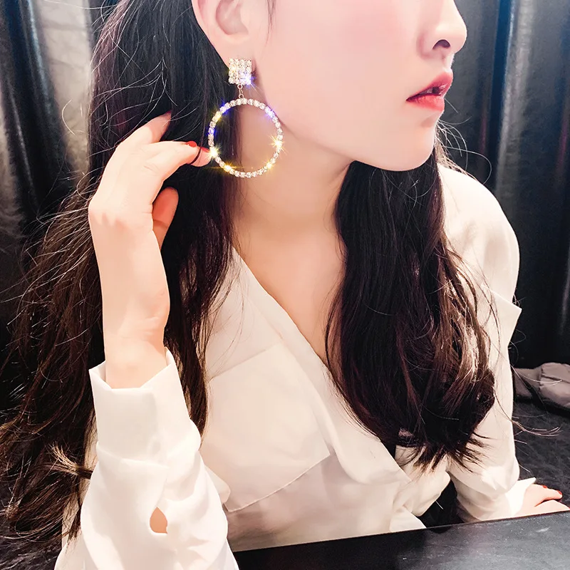 Женские серьги-подвески с геометрическим кристаллом FYUAN большие круглые серьги