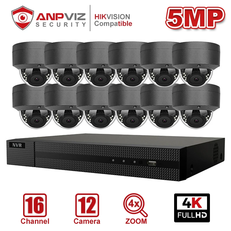 Anpviz 16CH 4K NVR 5MP купольная/4X оптическая POE IP камера комплект домашних/уличных систем
