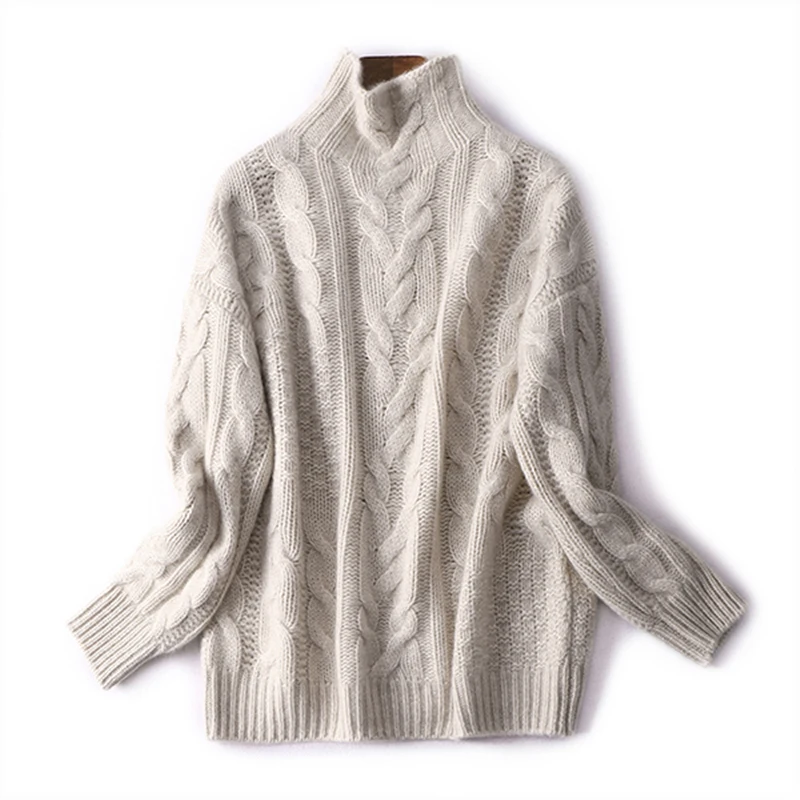 Кашемировый шерстяной вязаный женский модный пуловер свитер с высоким