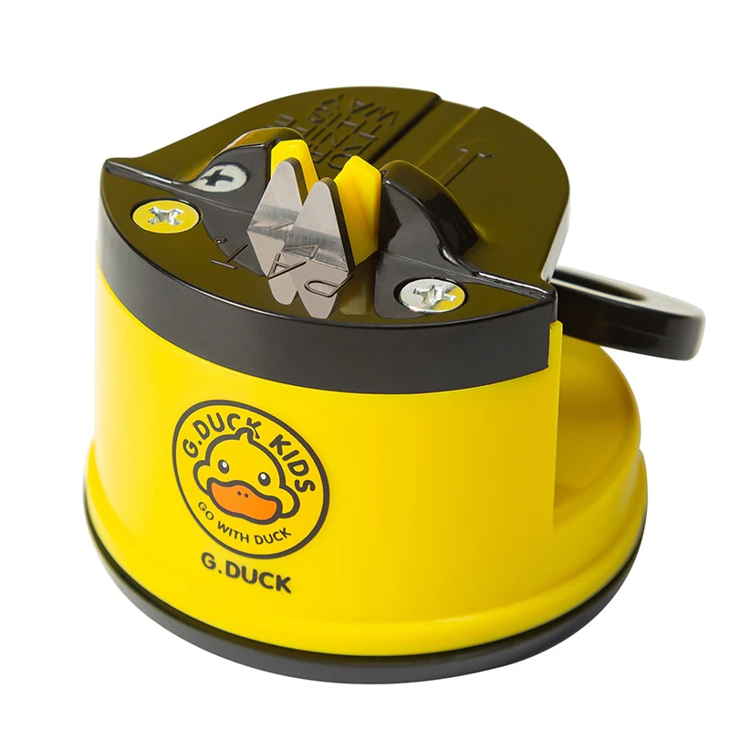 

Yellow Duck Knife Sharpener Suction Cup Fixed Easy Safe To Sharpens Tungsten Steel Sharpening Stone Kitchen Gadgets Accessories