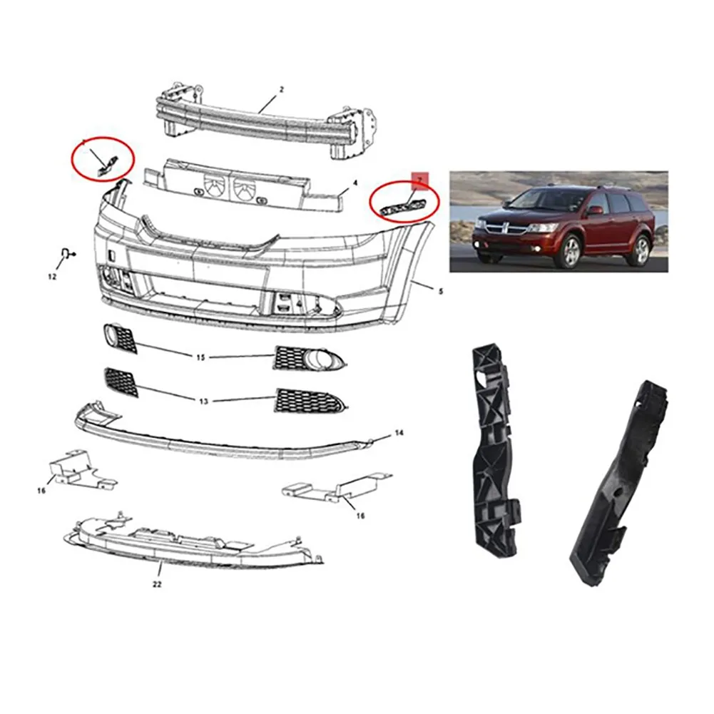 

For Dodge Journey 2009-2017 2Pcs Front Bumper-Support Bracket Left & Right Side 5178410AD 5178411AD License Plate