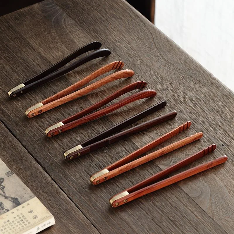 

Solid Wood Pure Copper Tea Clip Kung Fu Tea Set Tea Ceremony Utensils Household Tea Cup Clip Metal Tweezers Wash Cup Tea Pincers