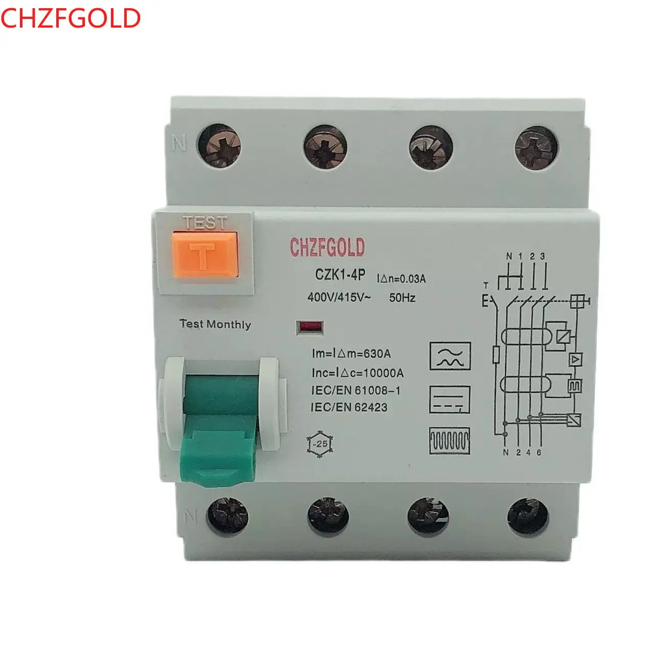 Electromechanic Residual Current Circuit Breaker Differential Breaker Safety Switch 2P 16A 63A 10mA 30mA 100mA 6KA RCCB RCD230V