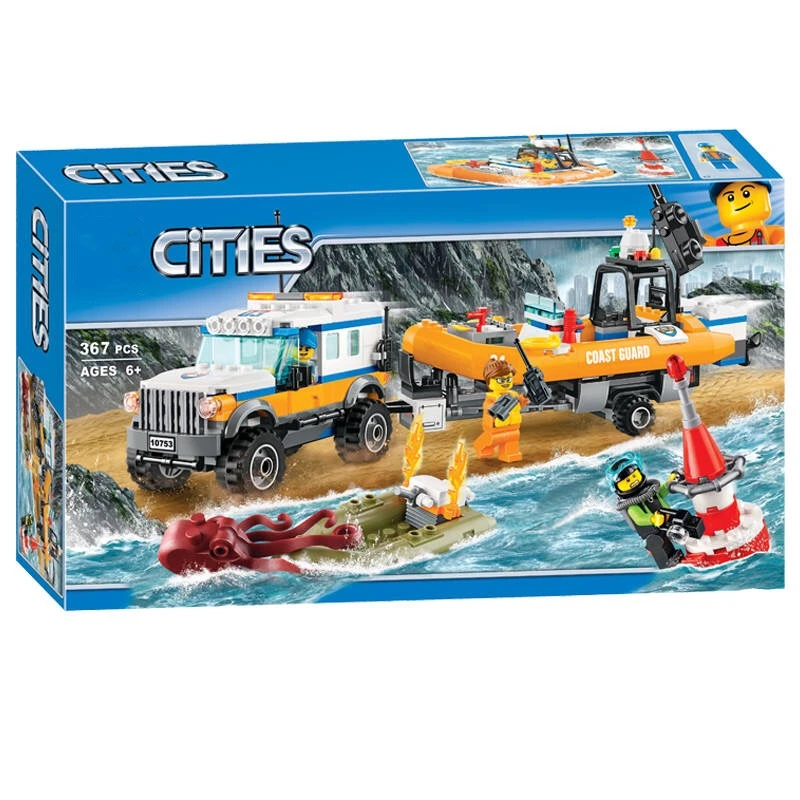Новая городская серия Coast Guard 4 × блок отклика стартер совместим с 60165 0206 lepinblocks