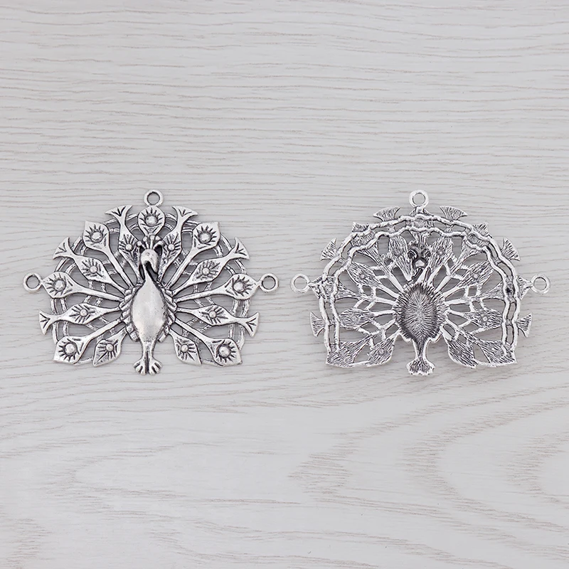 5 больших Подвесок в виде павлина с красивыми деталями для изготовления ожерелья