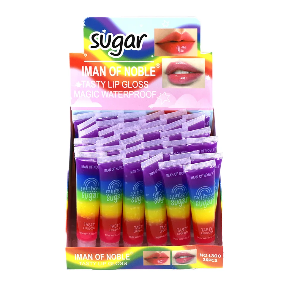 Wholesale 36pcs Rainbow Lip Gloss Cute Natural Moisturizing Kids Baby Girls Lips Balm Lip Oil Kawaii Moisturizing Lips Care Bulk
