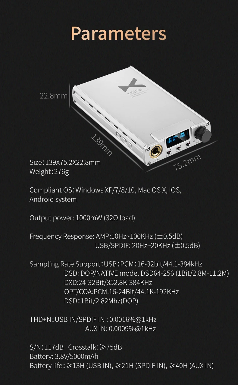 XDuoo XD-05 PLus портативный аудио ЦАП усилитель для наушников двойной сменный Op AMP 32 бит/384 кГц HIFI портативный DSD