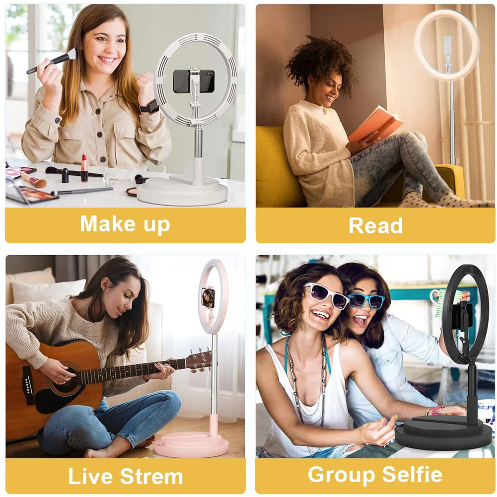 

Photography Selfie Ring Light Dimmable LED Ring Lamp Portable Collapsible Mobile Phone Selfie Fill Lamp for Video Live Studio