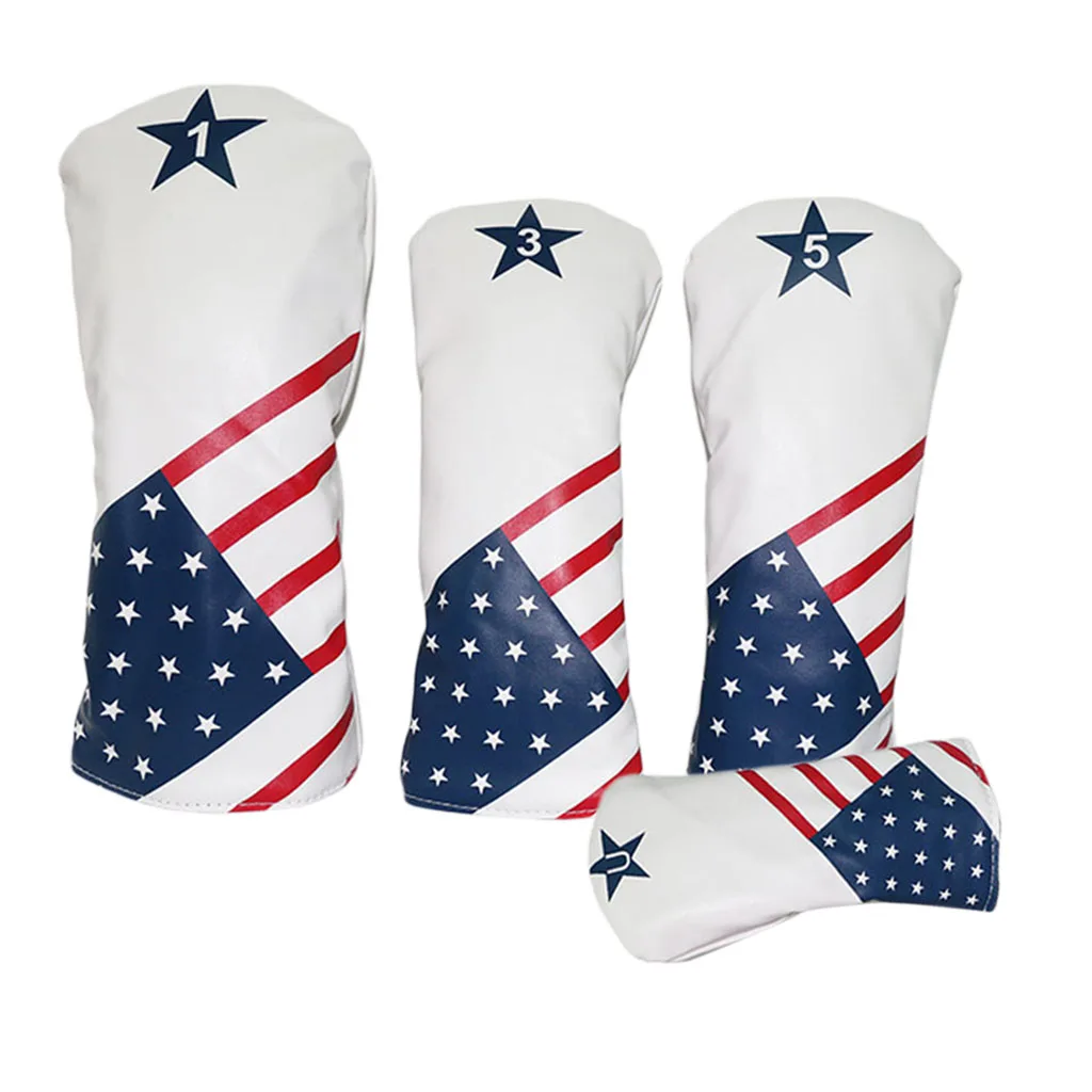 

4 lot Golf Wood Head Cover Premium Fairway Woods Driver Headcover