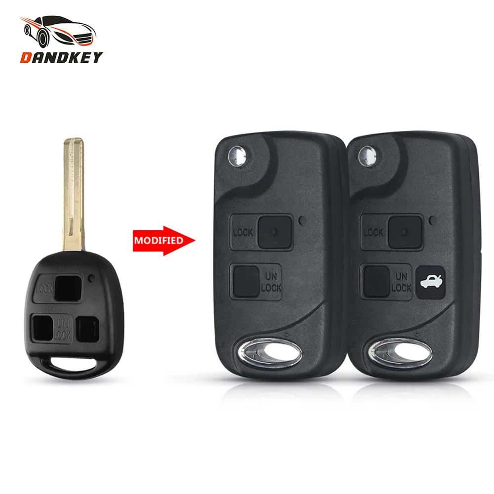 

Dandkey 2/3 Buttons With Key Pad Modified Flip Remote Key Shell For Lexus RX300 LS400 LS430 ES330 SC430 IS300 LX470 RX330 GS300