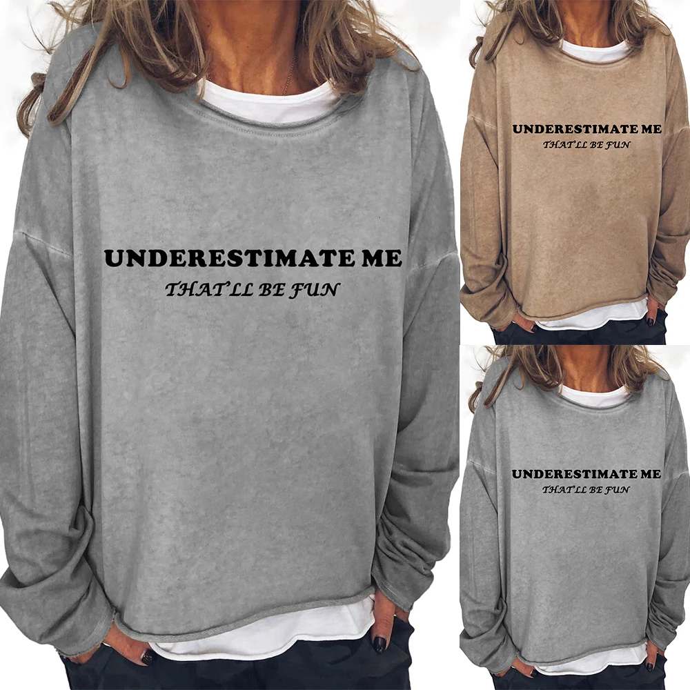 

Womens Autumn Long Sleeve Sweatshirt Crew Neck Pullover Printed Casual Tops Ladies Casual Letters Printed Loose Tops Wear