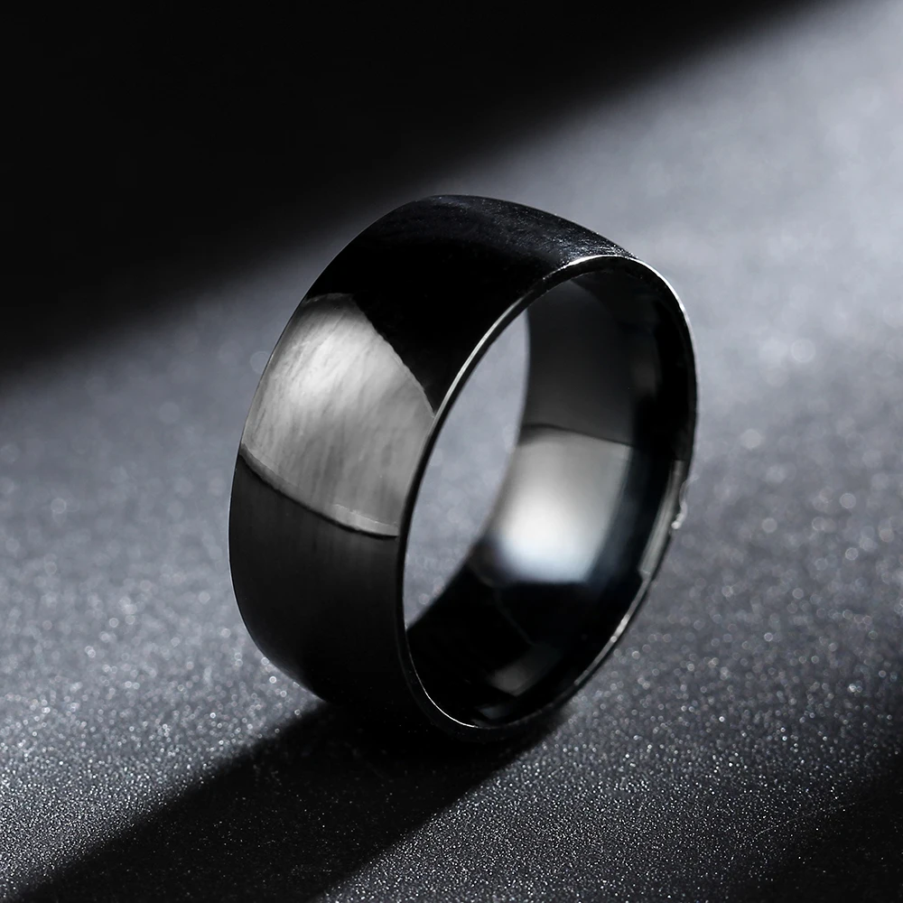 Black 8mm 4 мм 2 мм золото титановая сталь пара кольцо для мужчин и женщин - Цвет основного камня: Black 8mm