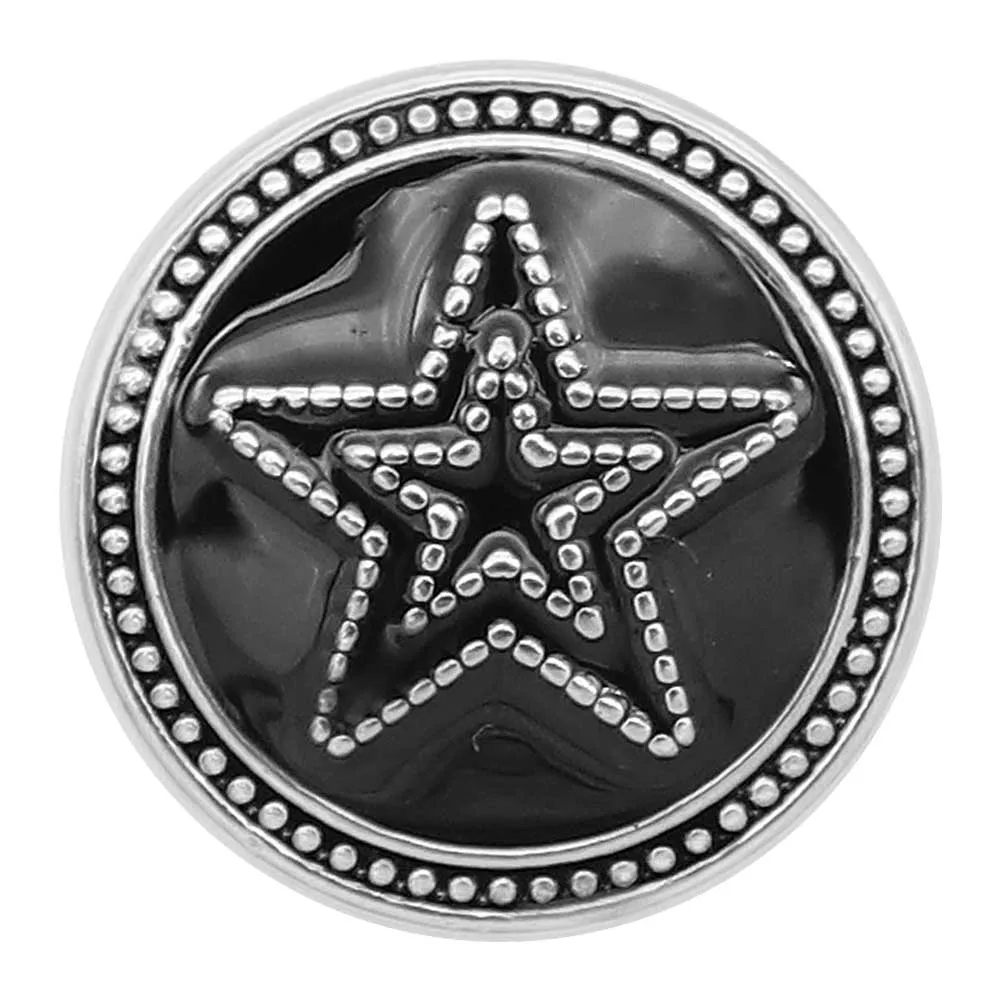 20 мм пятиконечная звезда оснастки посеребренные с черной эмалью амулеты KC9310