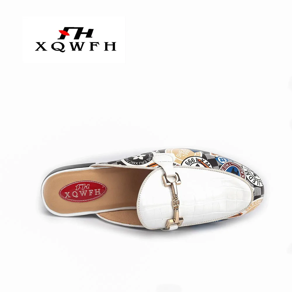 Брендовые летние мужские тапочки XQWFH модные шлепанцы кожаные повседневные