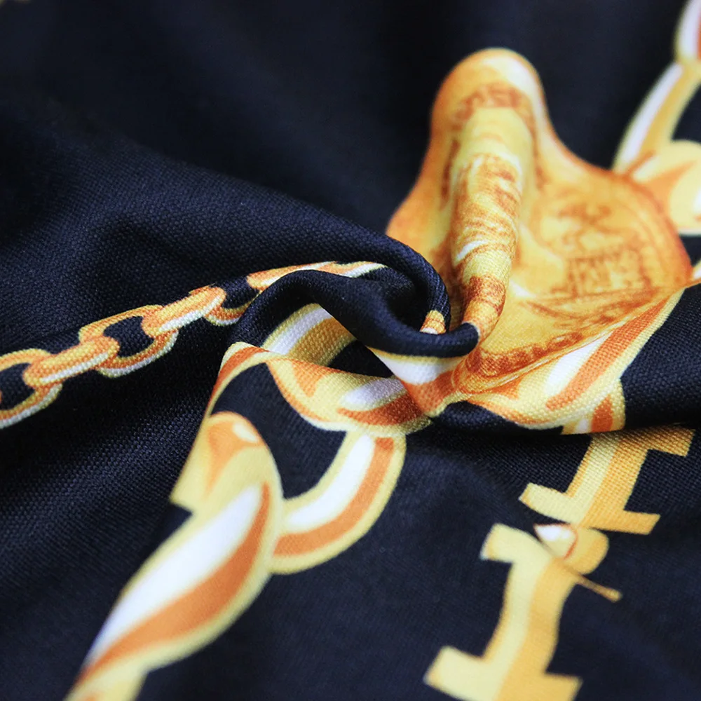 

Sexy Skinny Chain Printed Off Shoulder Jumpsuit Autumn Elegant Fitness Short Sleeve Long Pants For Women