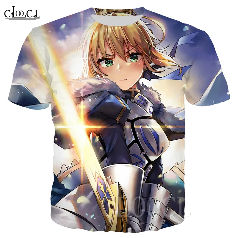 Harajuku футболки Saber Altria Tohsaka Rin 3D принт мультфильм аниме Fate Zero повседневные для