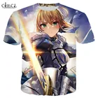 Harajuku футболки Saber Altria Tohsaka Rin 3D принт мультфильм аниме Fate Zero повседневные футболки для мужчин женщин уличная одежда футболки рубашка