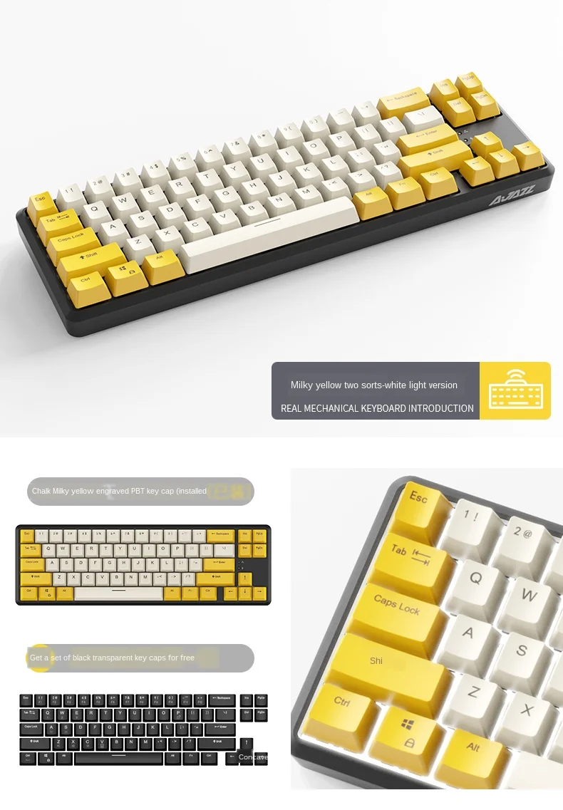 Ajazz K680t механическая клавиатура черный красный синий коричневый Переключатели 60%