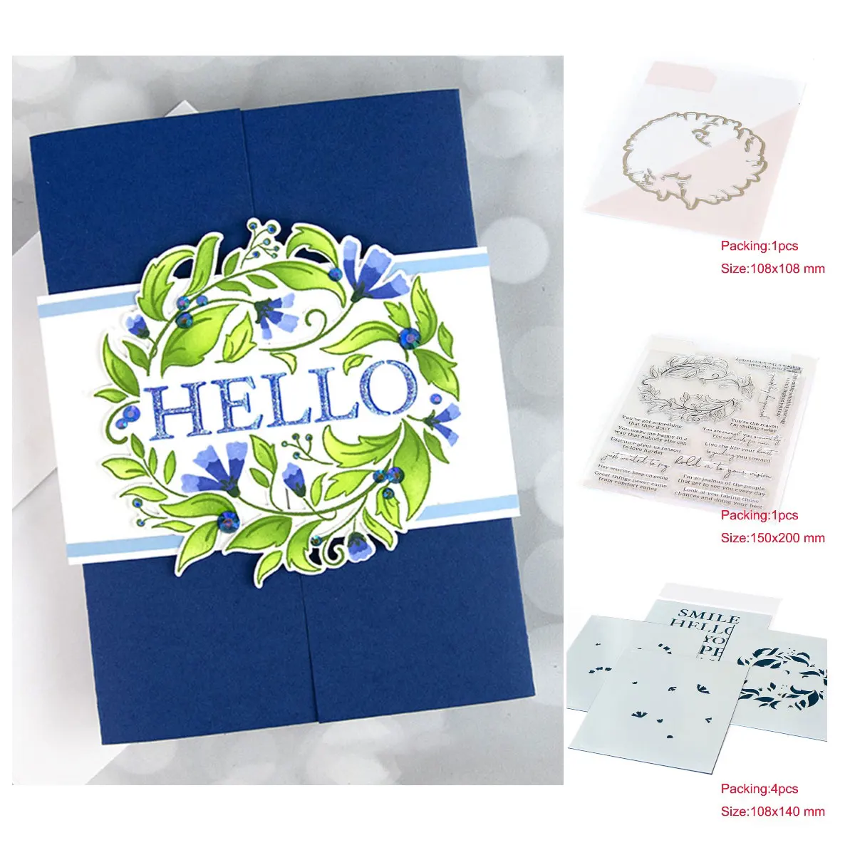 

Happy Holiday Leaves Metal Cutting Dies And Clear Stamps Cut Die Mold Blade Knife Punch Scrapbook Paper Craft Stencils Dies