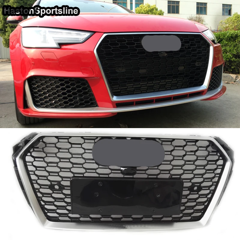 

For RS4 Style Front Sport Honeycomb Hood Grill for Audi A4 B9 S4 Sline 2016-2020 Car Styling Accessories