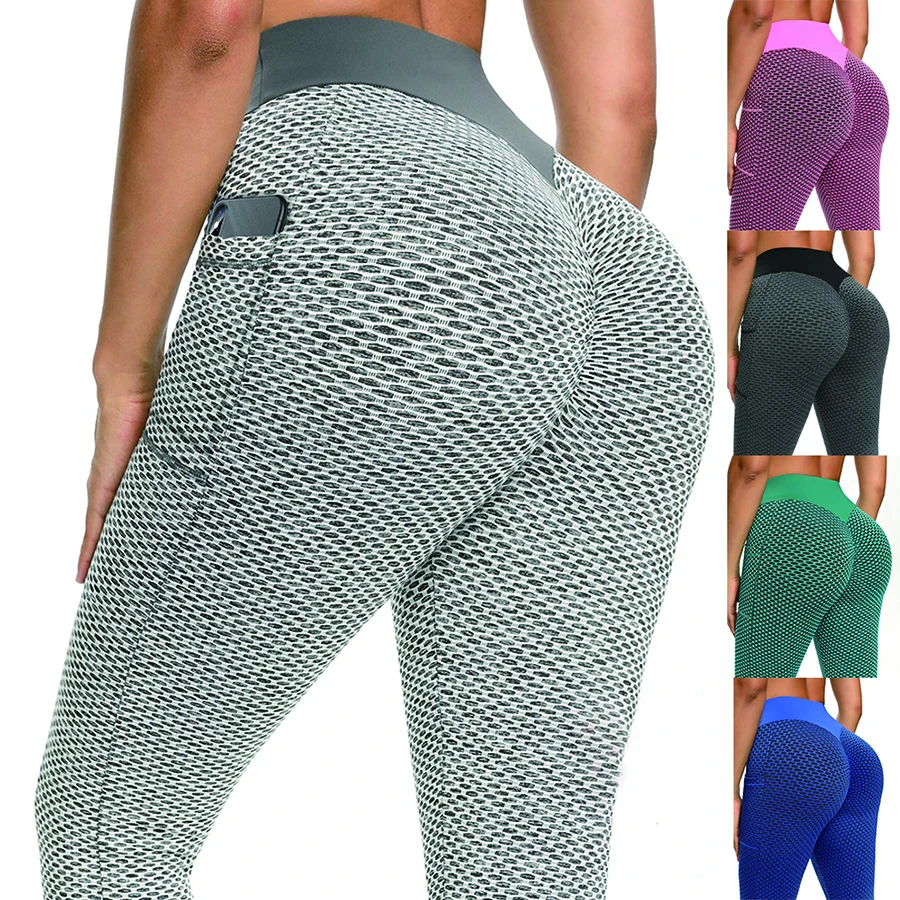 

Anti Cellulite Pocket Leggings Women Push Up Honeycomb Butt Lift Booty Tights Sexy Workout Fitness Yoga High Waist Ruched Pants