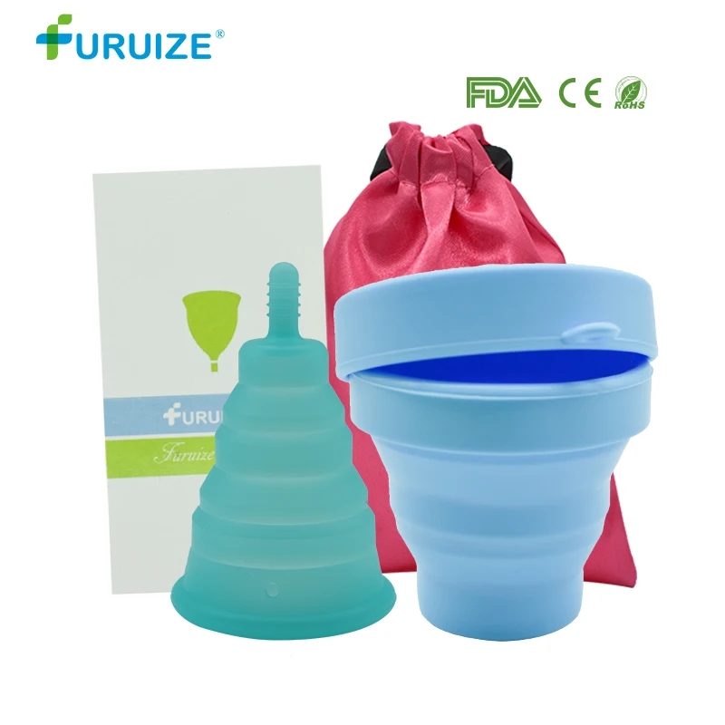 1sterilize-1Lady cup Новое поступление Складная менструальная чашка Copa с стерилизационной чашкой женская гигиеническая многоразовая Гибкая чистая Дамская чашка с тканевым мешком - Цвет: 1sterilize-1Lady cup
