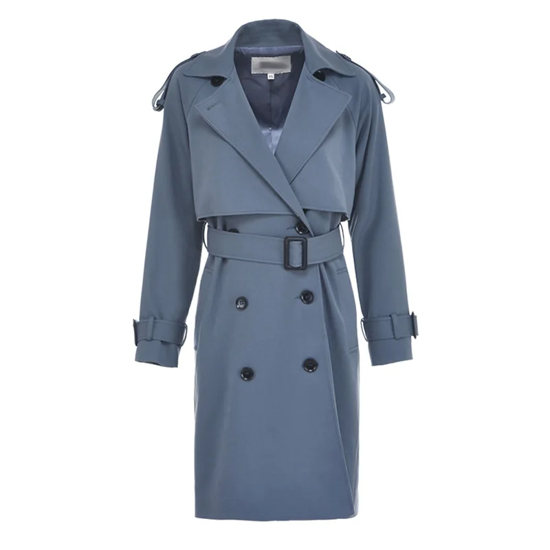 Женский Повседневный тренчкот с поясом длинная свободная верхняя одежда