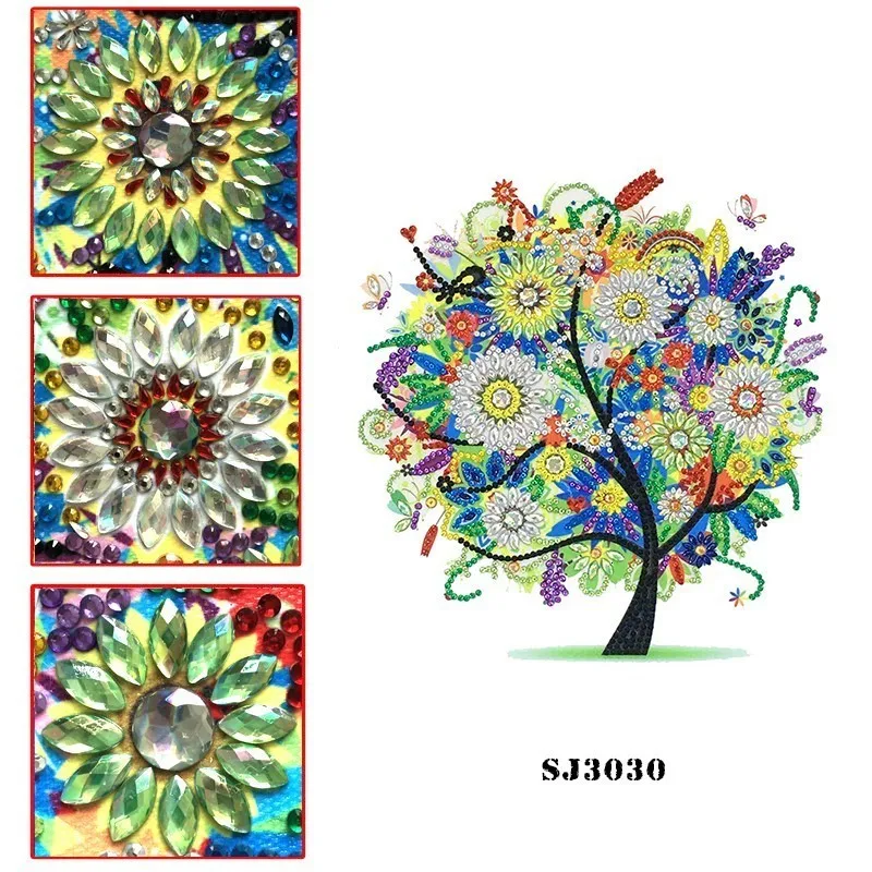 AZQSD Diamond Embroidery Flower Tree Special Shaped Rhinestones Diamond Painting Needlework Butterfly 5D DIY Crystal Painting