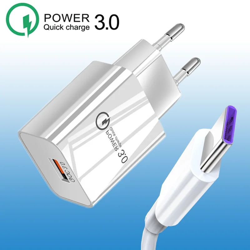 Мобильный телефон зарядное устройство адаптер быстрое QC 3 0 штепсельной вилки