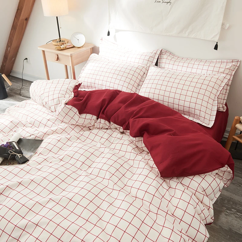 

New 4pcs Bedding Set Luxury Double Side Duvet Cover + Bed Sheet + Pillowcase Home Textiles Nordic Style Quilt Cover Full Size