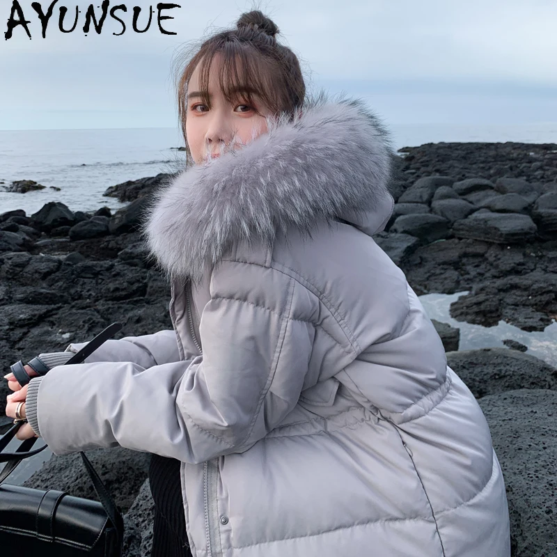

AYUNSUE Woman Parkas Winter Women's Down Jacket Hooded Thicken Big Fur Collar Coat Women Coats and Jackets Women Clothes 2020