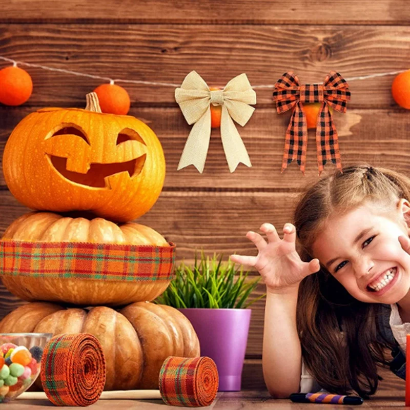 8 PCS Lattice Ribbon with Thread Packaging Craft Multi-Color Autumn Thanksgiving DIY Garland | Дом и сад