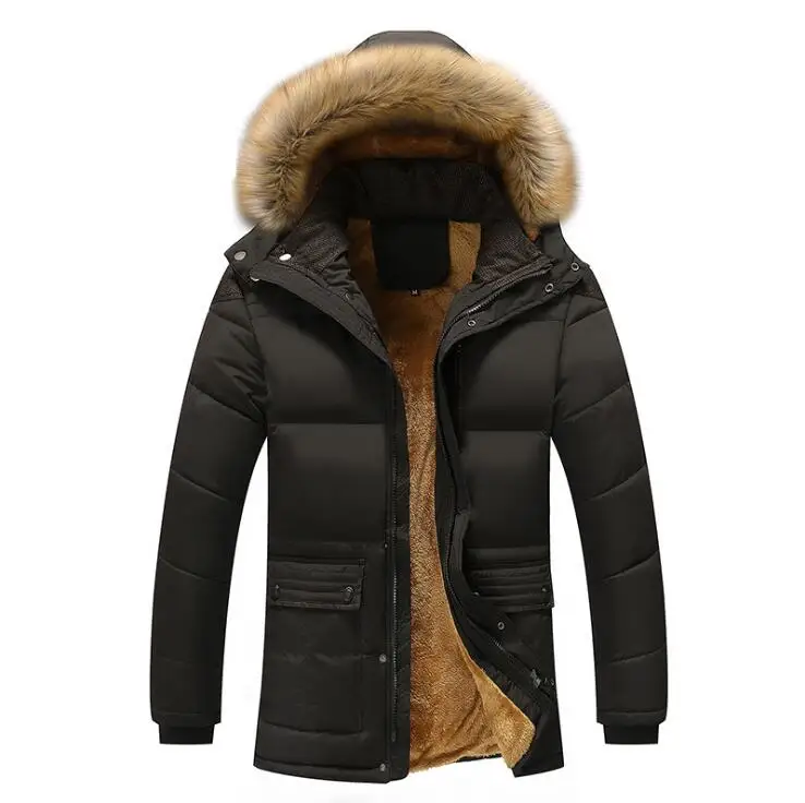 Men Coat Fur Collar Hooded Men Winter Jacket Warm Wool Liner Man Jacket Male Parkas Hair Liner Keep Warm Outwear M-7XL