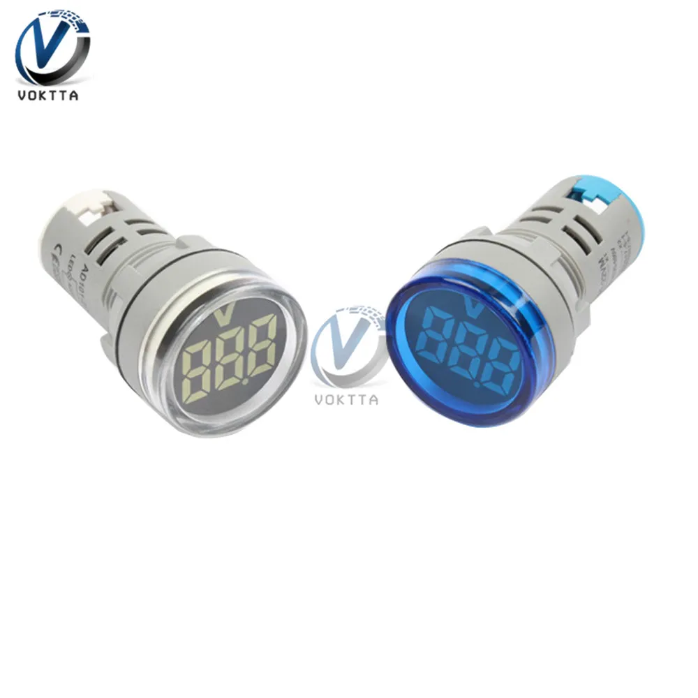 AC 20-500V Round Mini Digital Display Voltmeter Circle Panel Voltage Meter Tester 22mm LED Indicator Light 5 Color | Инструменты