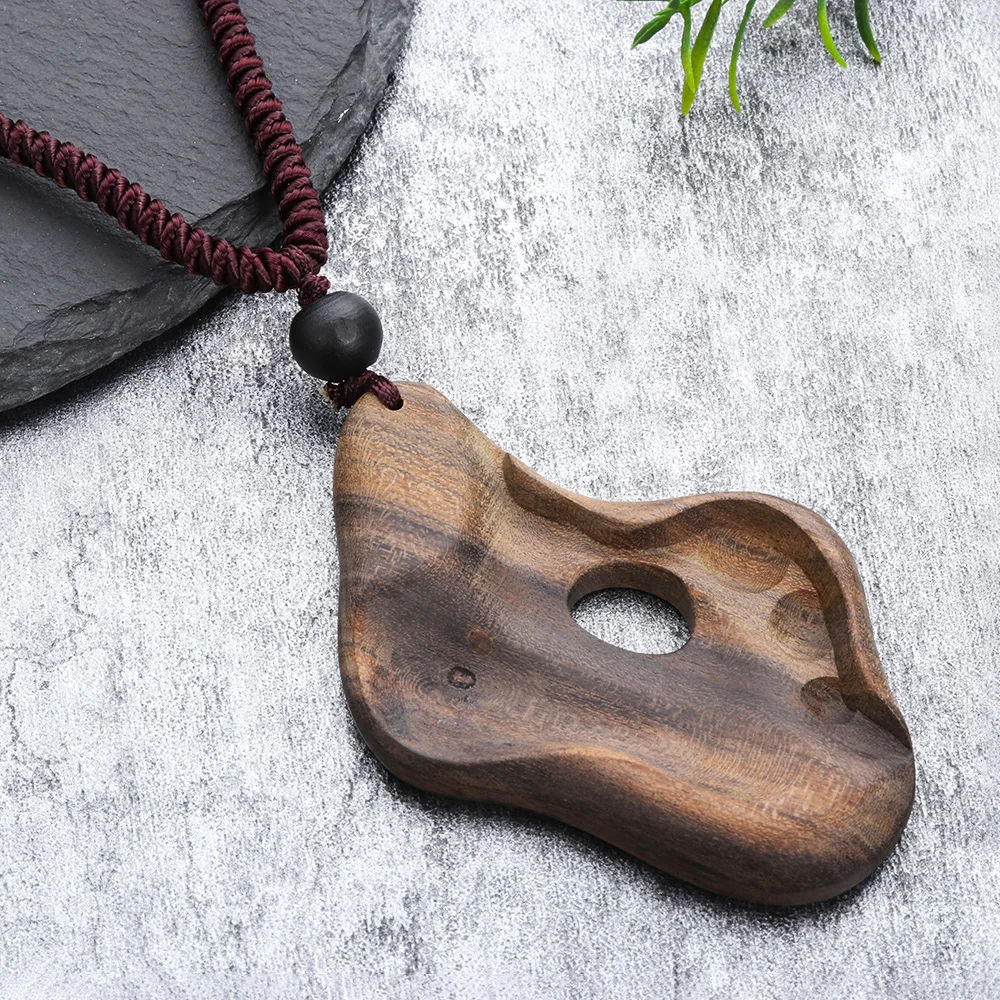Модное ожерелье из сандалового дерева с подвеской натурального камня в