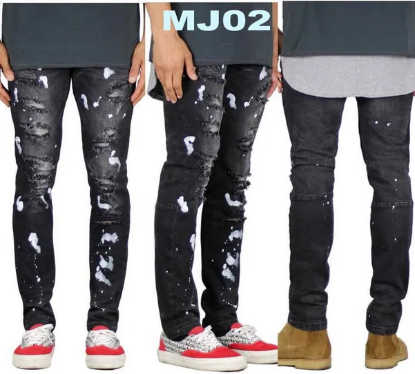 Men Skinny Jeans Stretch Ripped Pants Streetwear Men Denim Pant Biker Jeans With Splashed Holes Multiple Styles Jeans