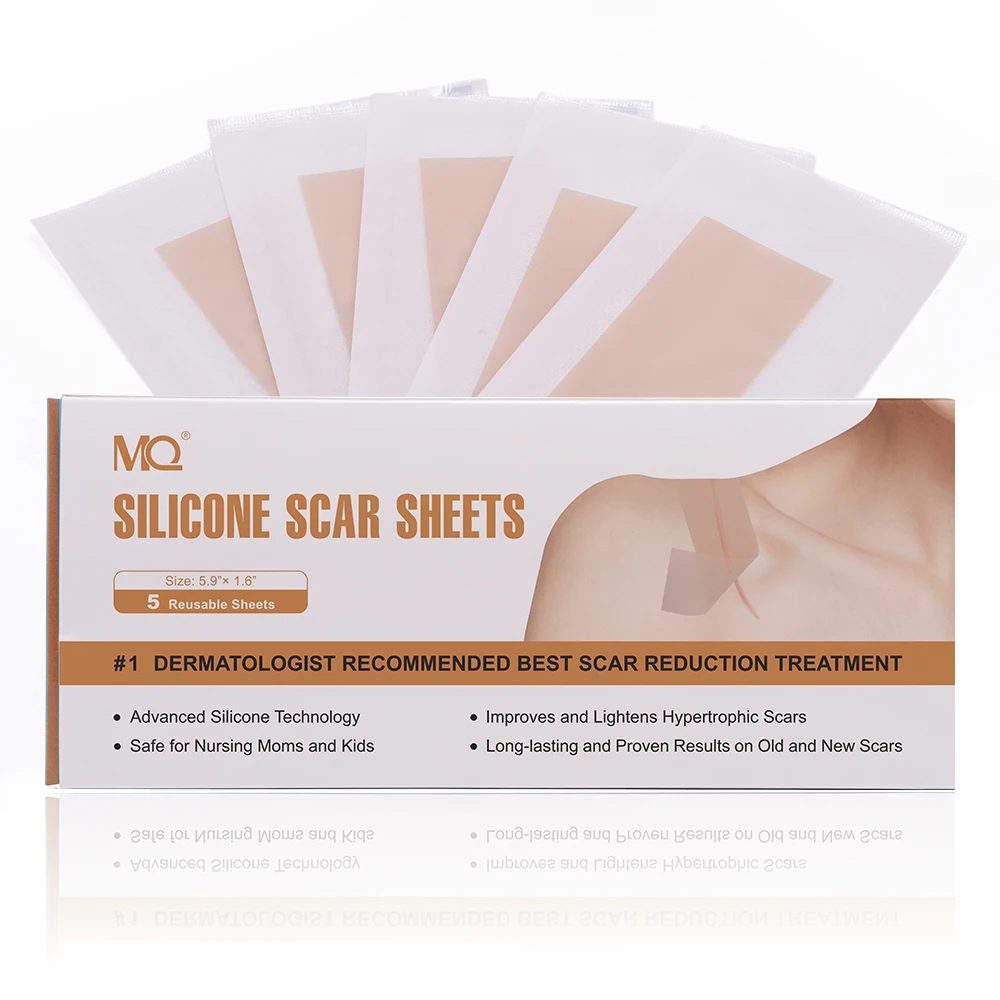 

5 Pieces Silicone Scar Sheet Reusable Efficient Surgery Removal Scar Sheet Waterproof Sterile Repair Sheet Patch for Trauma Bu