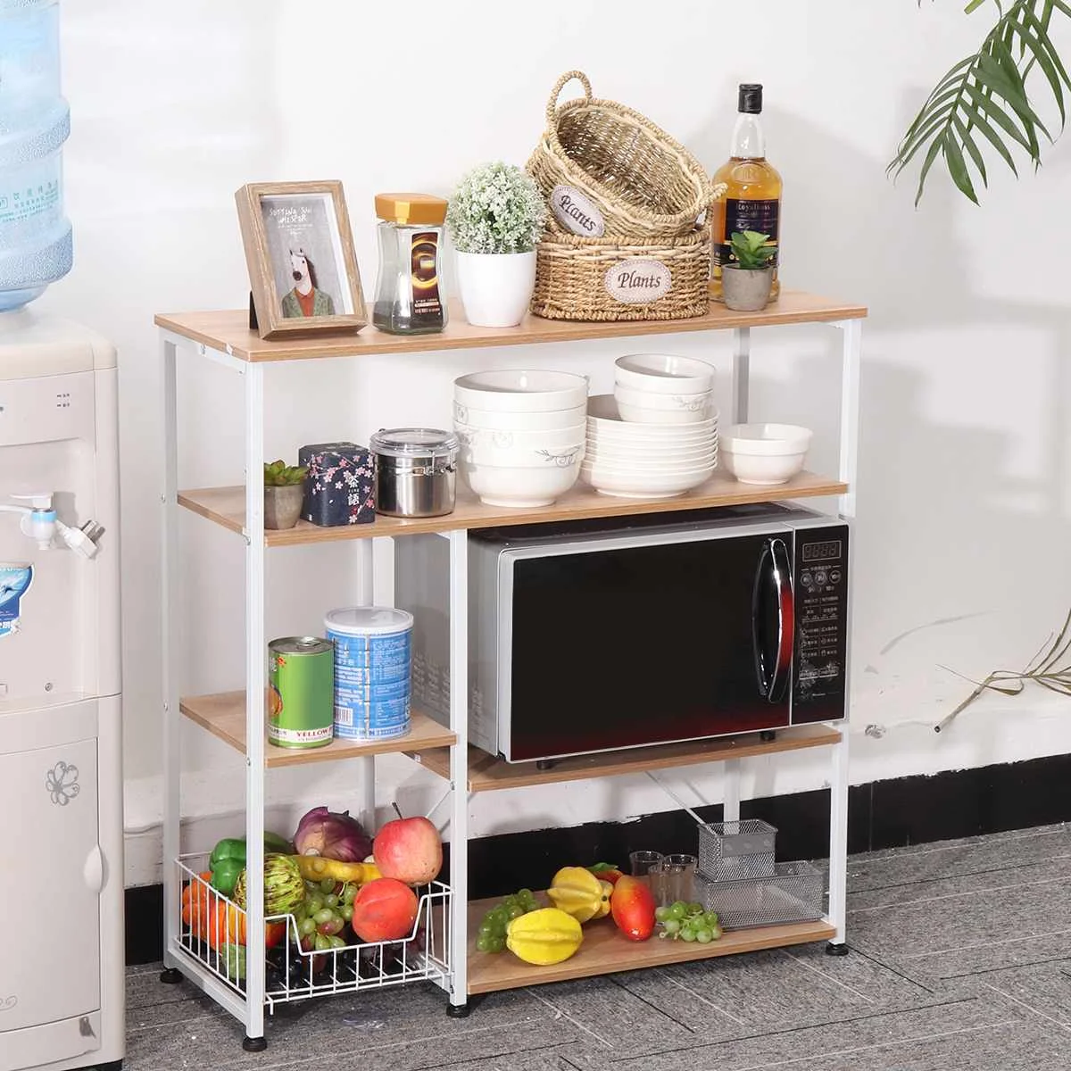 

Кухонная полка для хранения из цельной древесины и стали