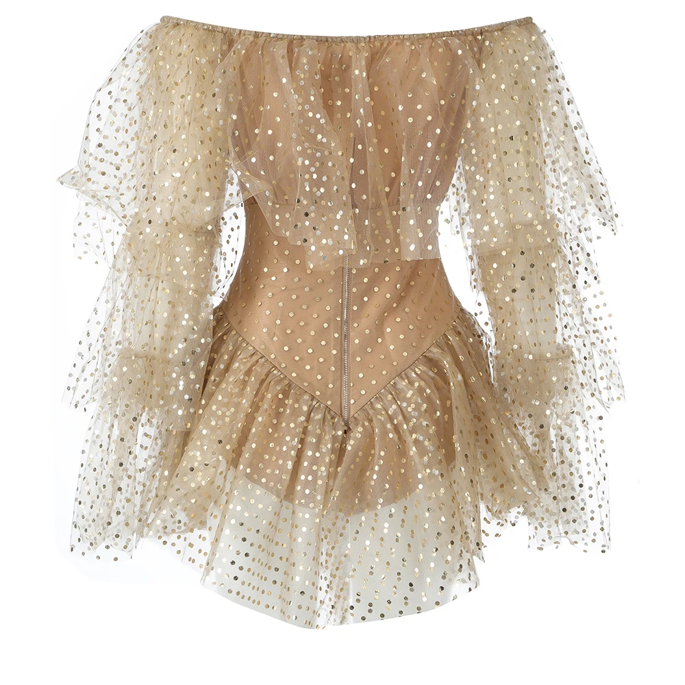 

New Fashion Dresses For Women Off Shoulder Long Sleeveless Mini Ruffles Dress Sexy Dress Dresses Woman Party Night Cocktail