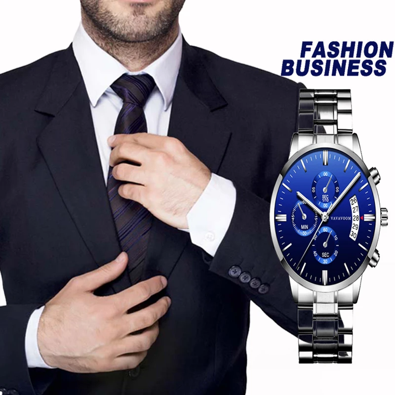 Часы наручные мужские с календарем брендовые деловые повседневные модные