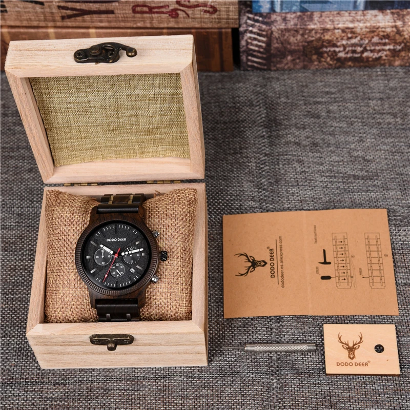 DODO олень Для мужчин мужские часы из дерева Reloj Hombre Madera Orologio Uomo Relogio Masculino